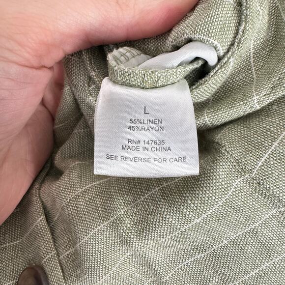 Romeo + Juliet Couture NWT Light Green Pinstripe Linen Blend Sleeveless Jumpsuit - Picture 12 of 13